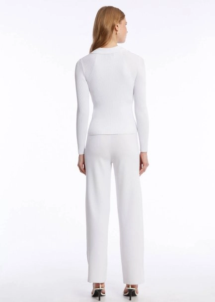 RIBBED WHITE KNIT CARDIGAN - 5