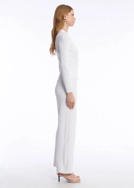 RIBBED WHITE KNIT CARDIGAN - 4