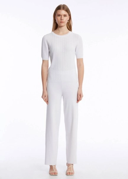 RIBBED WHITE KNIT TOP - 2