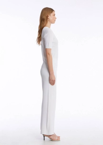 RIBBED WHITE KNIT TOP - 4