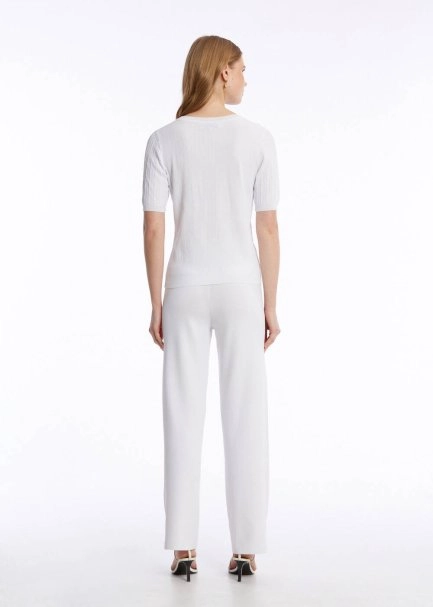 RIBBED WHITE KNIT TOP - 5