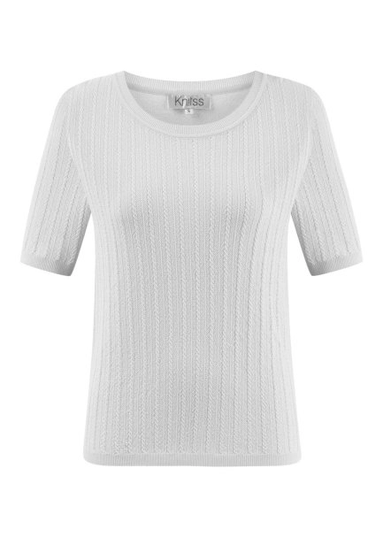 RIBBED WHITE KNIT TOP - 6