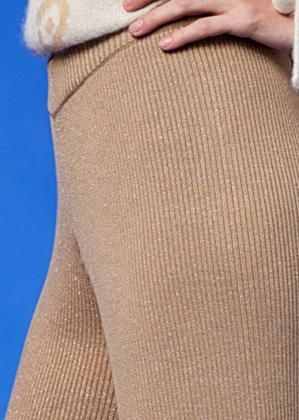 Ribli Bej Lurex Triko Pantolon - 5