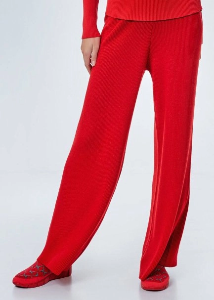 Ribli Kırmızı Lurex Triko Pantolon - 3