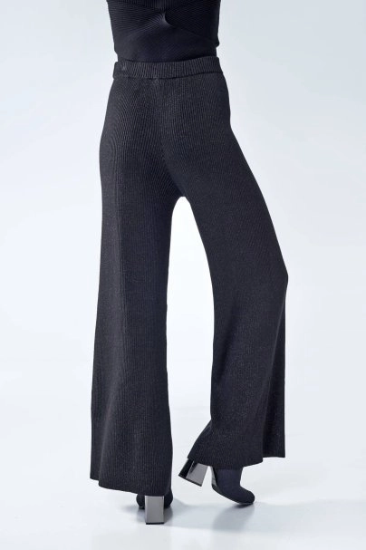 Ribli Siyah Lurex Triko Pantolon - 3