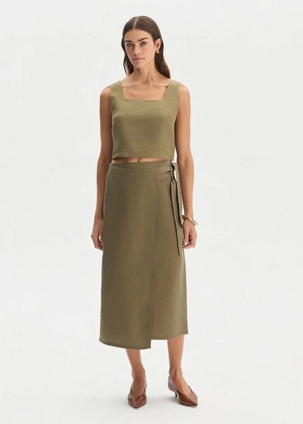 ROSEMARY LINEN CROP TOP - 2