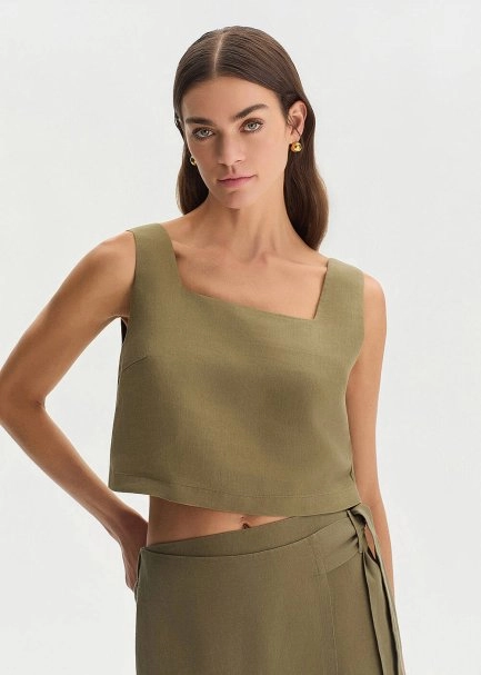 ROSEMARY LINEN CROP TOP - 1
