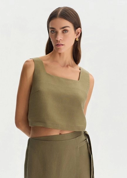 ROSEMARY LINEN CROP TOP - 3