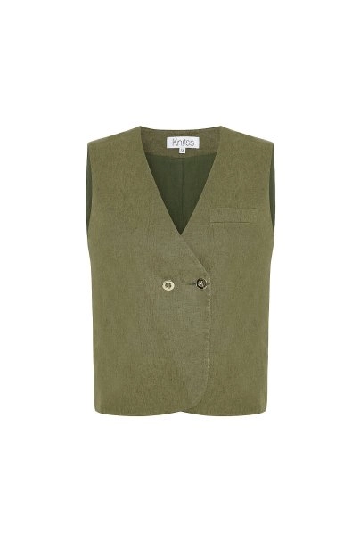 ROSEMARY LINEN DOUBLE BUTTON VEST - 6