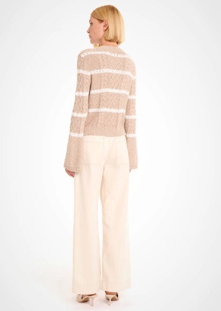 Saç Örgü Camel Muline Triko Hırka - 5