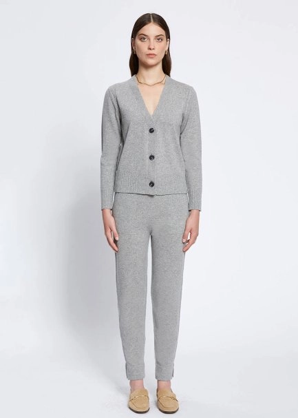 Saç Örgü Detaylı Gri Kaşmir Triko Hırka - 2