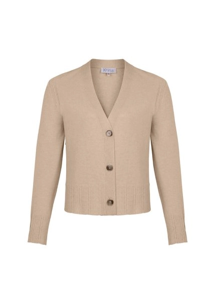 Saç Örgü Detaylı Krem Rengi Kaşmir Triko Hırka - 6