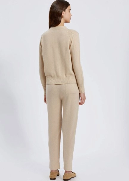 Saç Örgü Detaylı Krem Rengi Kaşmir Triko Hırka - 5