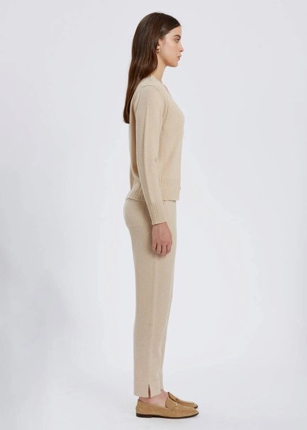Saç Örgü Detaylı Krem Rengi Kaşmir Triko Hırka - 4