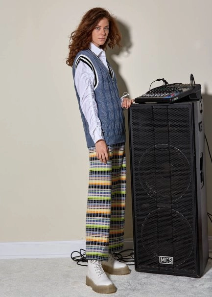 Saç Örgü Mavi Yün Triko Süveter - 3