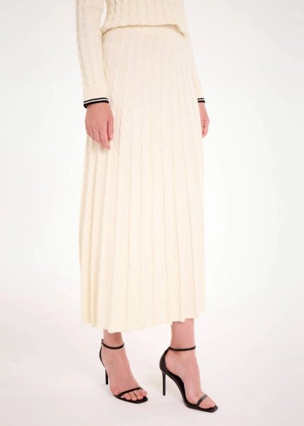 Saç Örgü Midi Boy Krem Triko Etek - 4