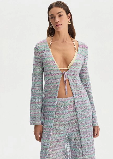 SAFARI COLOR BLOCK SHIMMERY KNIT CAFTAN - 2