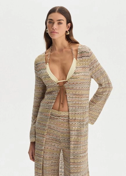 SAFARI COLOR BLOCK SHIMMERY KNIT CAFTAN - 3