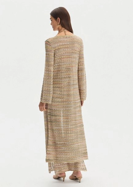SAFARI COLOR BLOCK SHIMMERY KNIT CAFTAN - 5