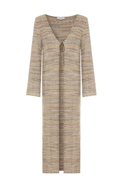 SAFARI COLOR BLOCK SHIMMERY KNIT CAFTAN - 6