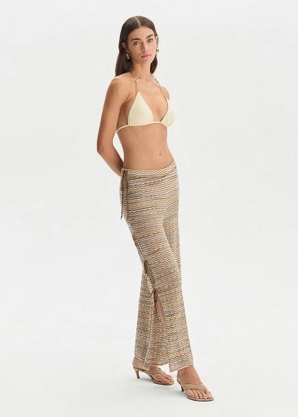 SAFARI COLOR BLOCK SHIMMERY KNIT PANTS - 3