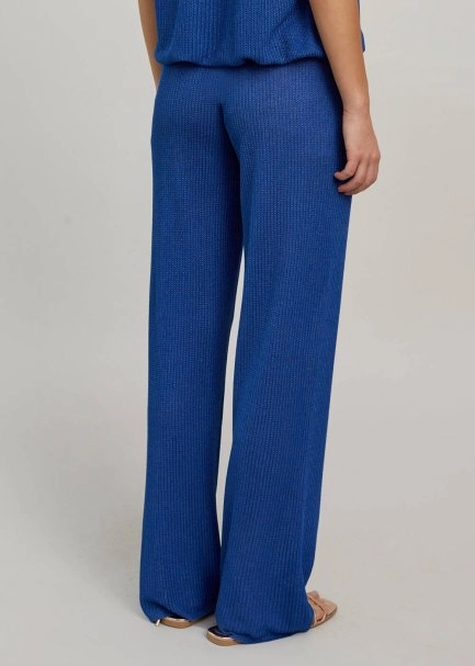 Saks Mavisi İnce Yazlık Triko Pantolon - 3
