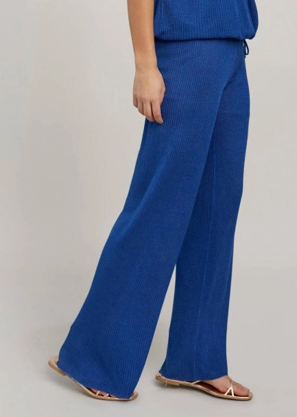 Saks Mavisi İnce Yazlık Triko Pantolon - 4