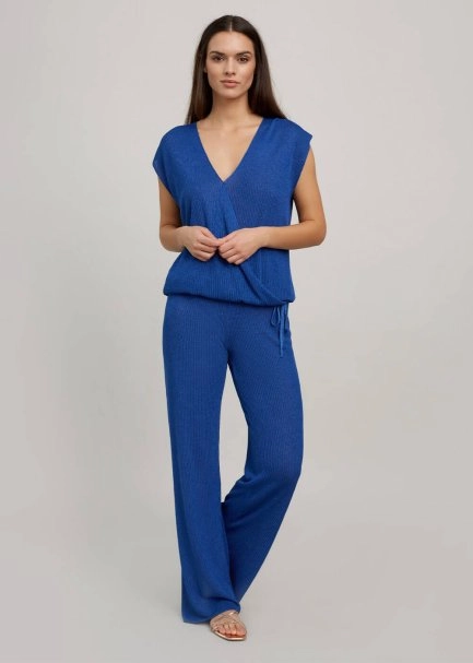 Saks Mavisi İnce Yazlık Triko Pantolon - 6