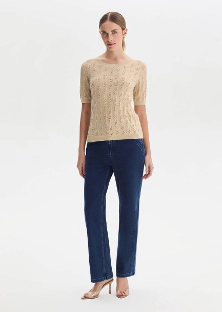SAND ORGANIC COTTON KNIT TOP - 2