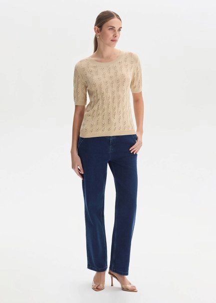 SAND ORGANIC COTTON KNIT TOP - 4