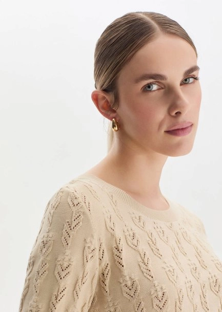 SAND ORGANIC COTTON KNIT TOP - 3