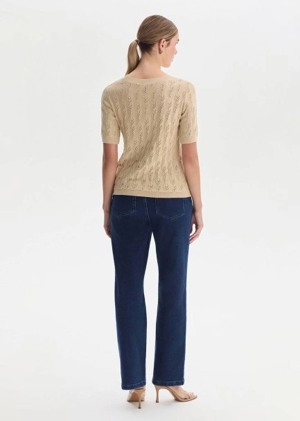 SAND ORGANIC COTTON KNIT TOP - 5