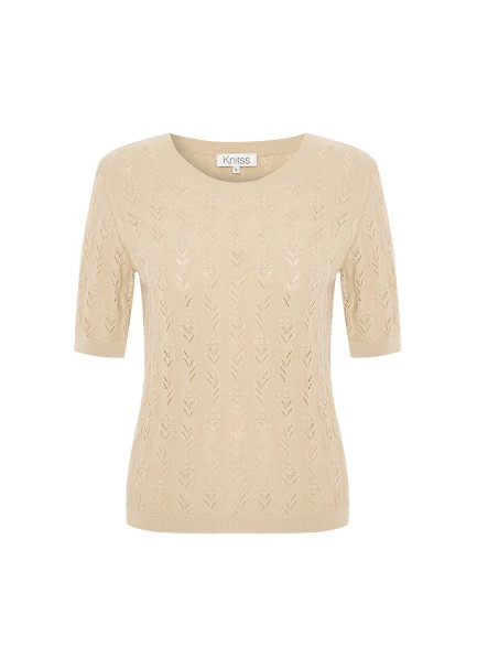 SAND ORGANIC COTTON KNIT TOP - 6