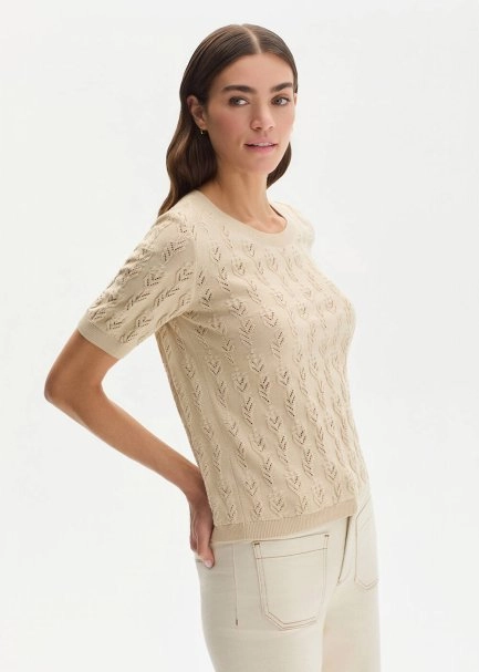 SAND ORGANIC COTTON KNIT TOP - 3