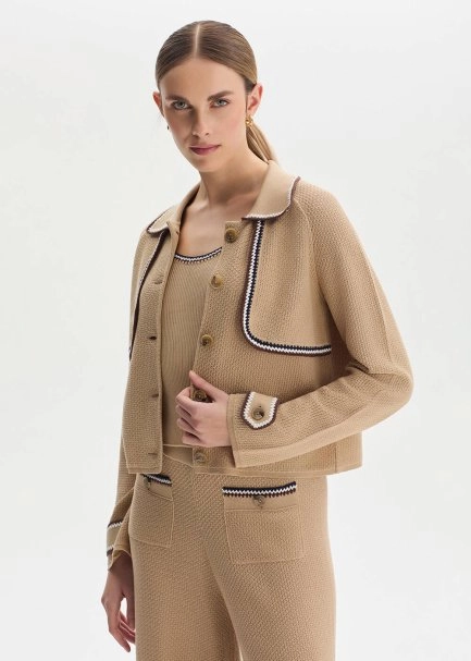 SAND ORGANIC MERSERISE COTTON KNIT JACKET - 2