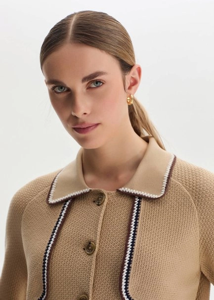 SAND ORGANIC MERSERISE COTTON KNIT JACKET - 3