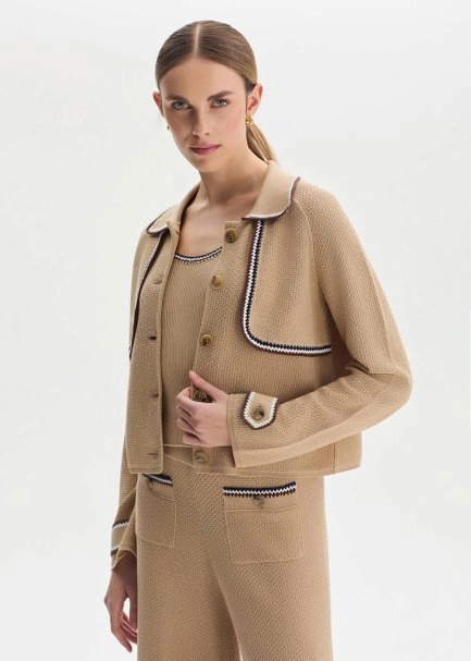 SAND ORGANIC MERSERISE COTTON KNIT JACKET - 3