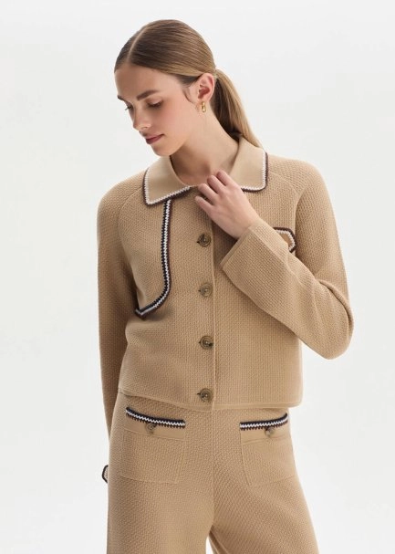 SAND ORGANIC MERSERISE COTTON KNIT JACKET - 4