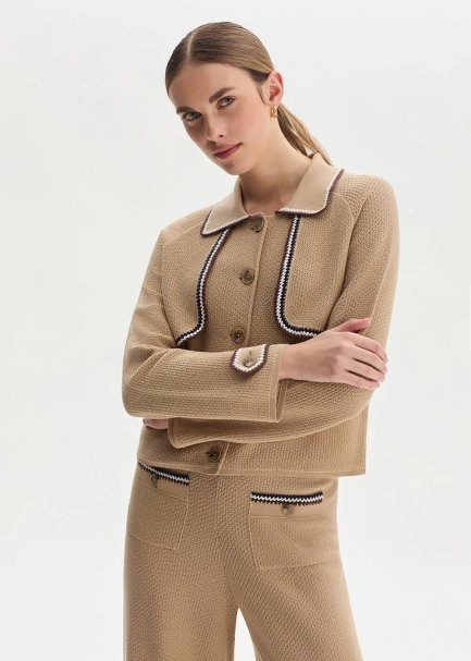 SAND ORGANIC MERSERISE COTTON KNIT JACKET - 1