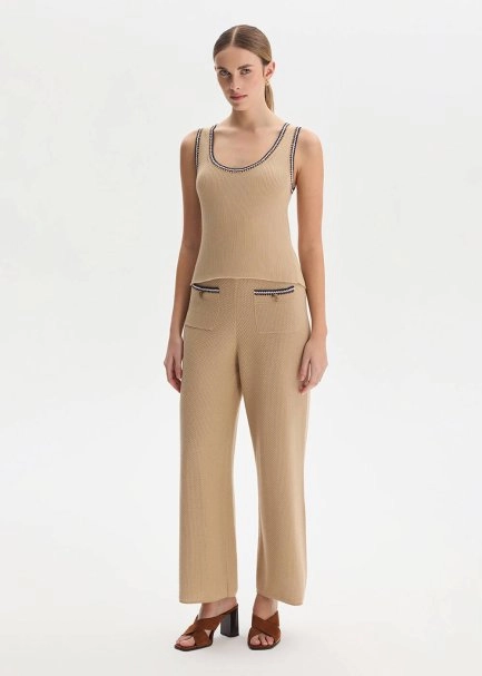 SAND ORGANIC MERSERISE COTTON KNIT PANTS - 1