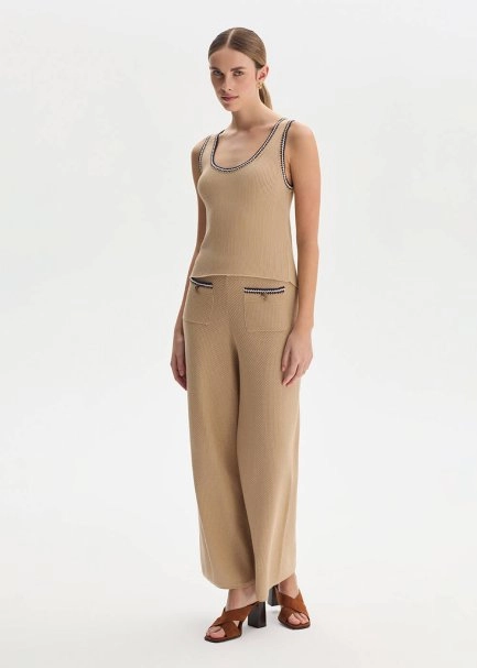 SAND ORGANIC MERSERISE COTTON KNIT PANTS - 4