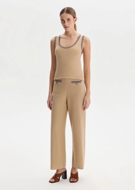 SAND ORGANIC MERSERISE COTTON KNIT PANTS - 1
