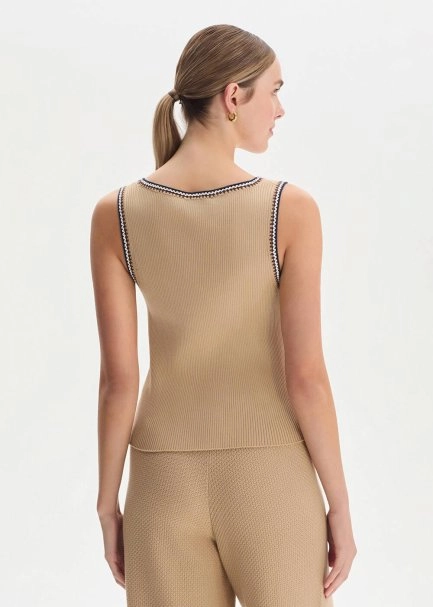 SAND ORGANIC MERSERISE COTTON KNIT TOP - 5