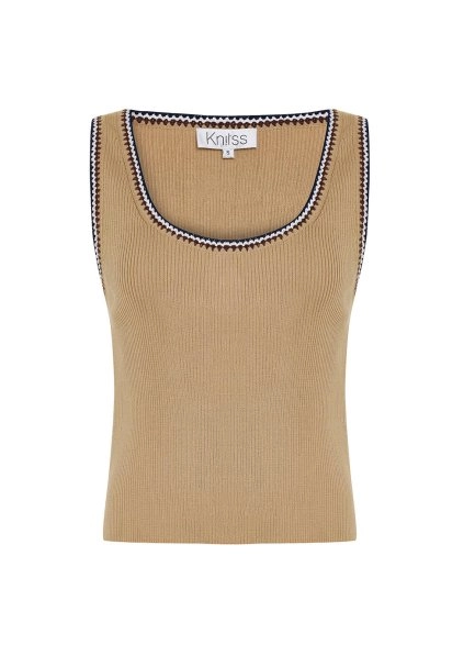 SAND ORGANIC MERSERISE COTTON KNIT TOP - 6