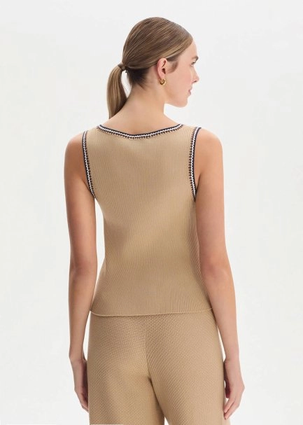 SAND ORGANIC MERSERISE COTTON KNIT TOP - 5