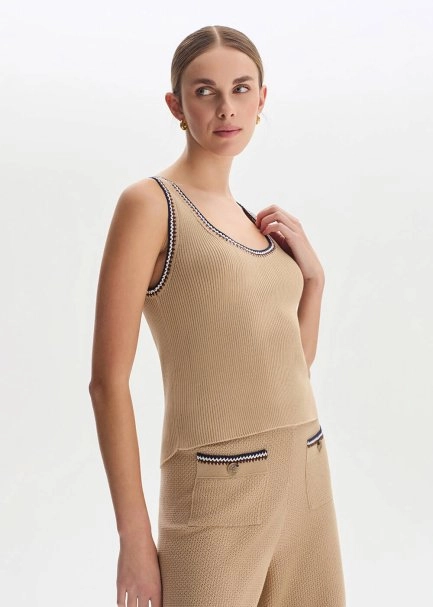 SAND ORGANIC MERSERISE COTTON KNIT TOP - 3