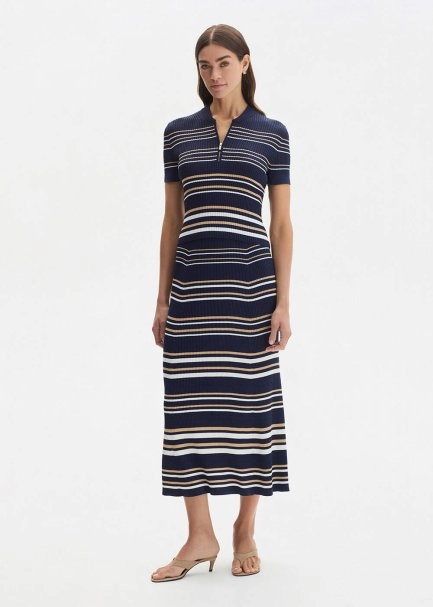 SAND WHITE STRIPE NAVY KNIT SKIRT - 3