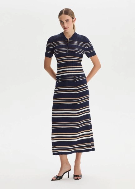 SAND WHITE STRIPE NAVY KNIT TOP - 2