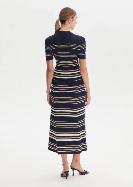 SAND WHITE STRIPE NAVY KNIT TOP - 5