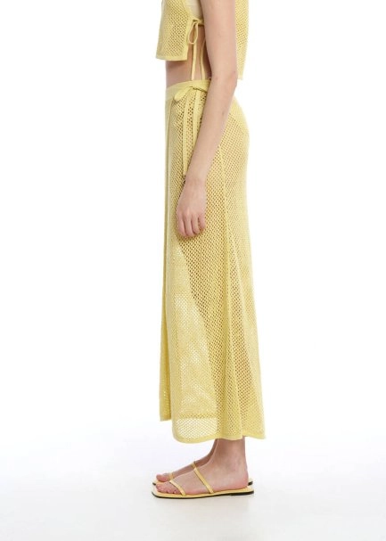 Sarı Beachwear Triko Etek - 4